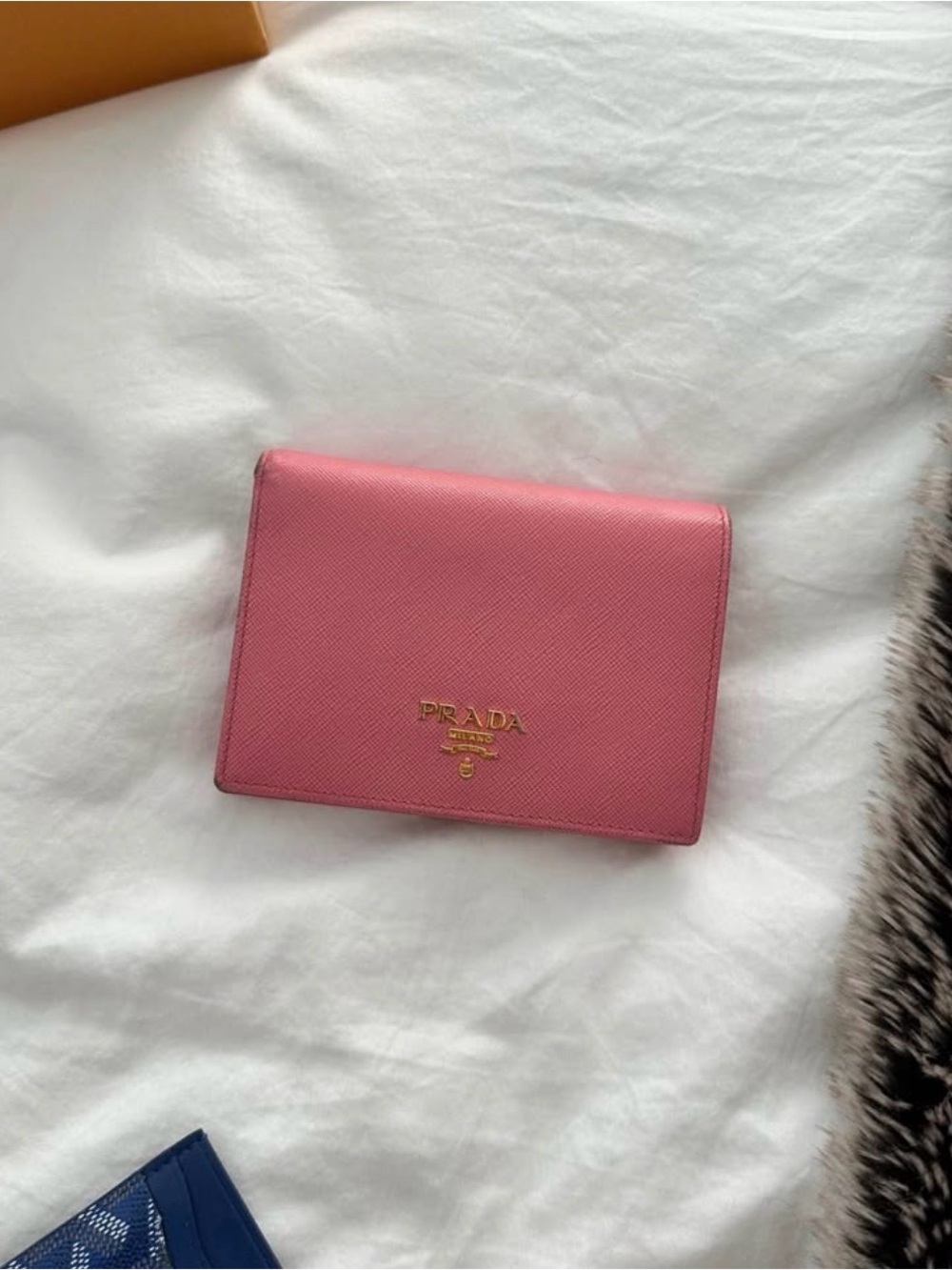 Prada bubble gum pink small saffiano wallet